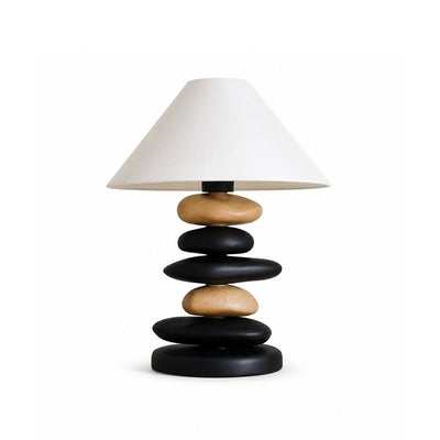 Stacked Pebble Wood Table Lamp