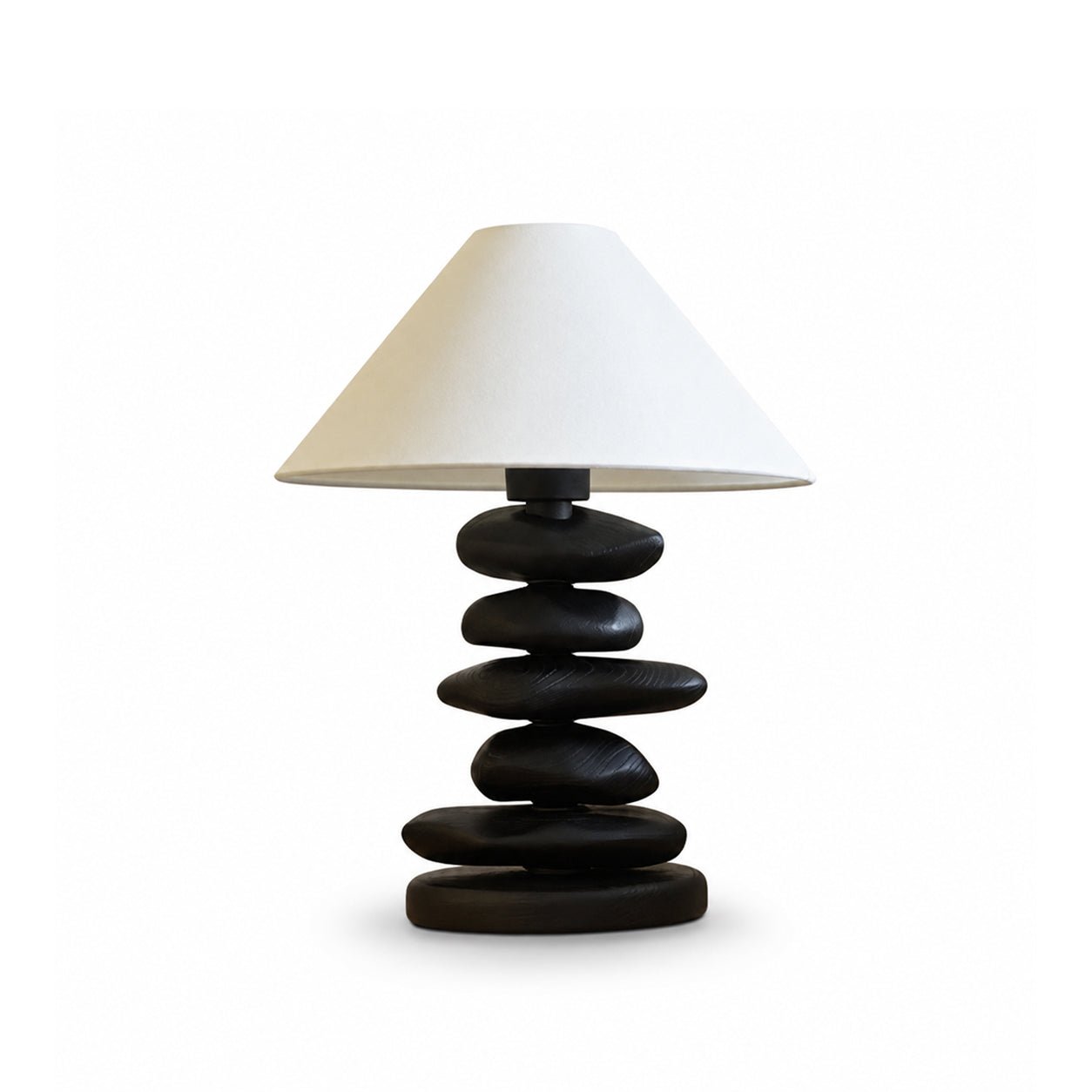 Stacked Pebble Wood Table Lamp