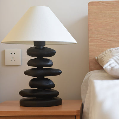 Stacked Pebble Wood Table Lamp
