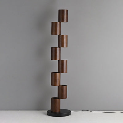 Aris Stacked Wood Tower Floor Lamp