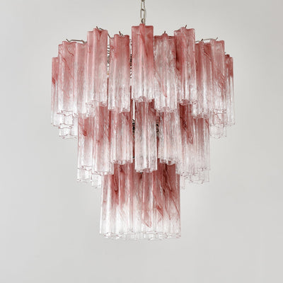 Liorinira Chandelier Pink Glass Tubes Layered Modern