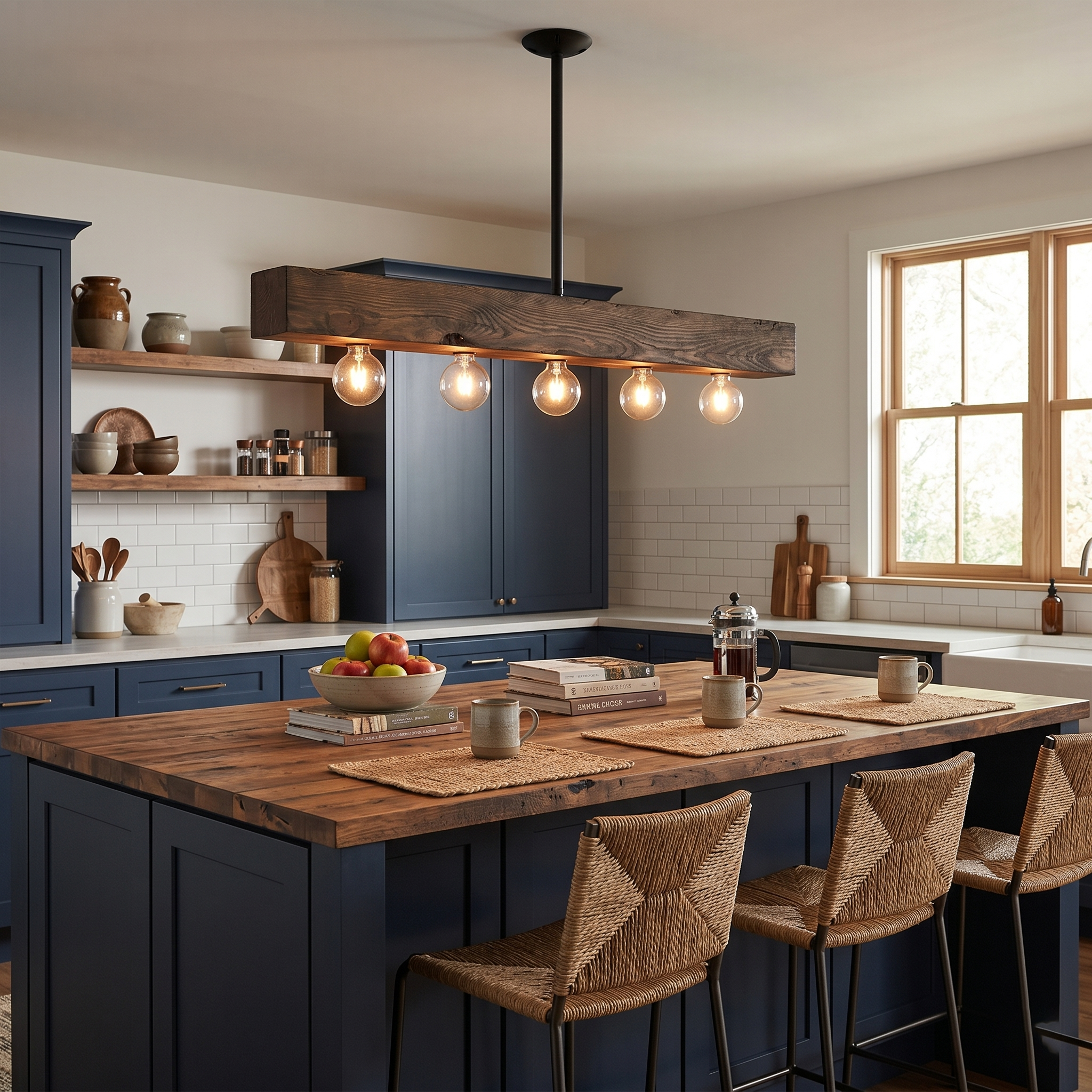 Ravenhaven Wood Beam Island Chandelier