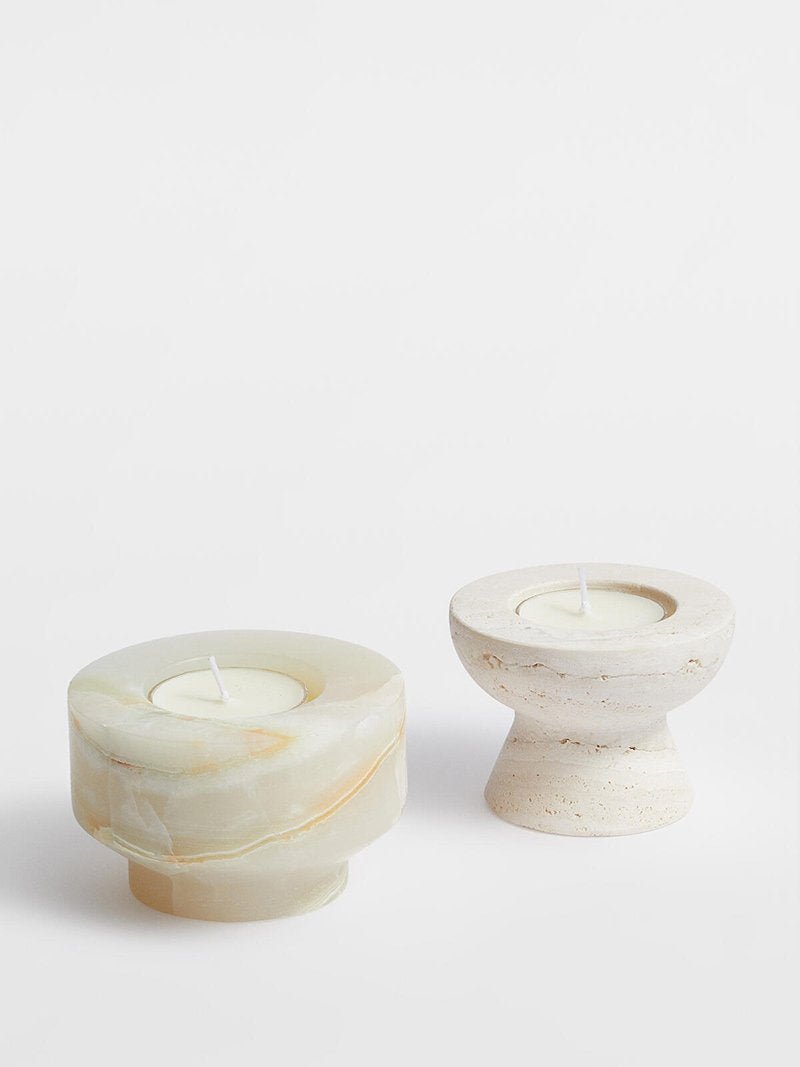 Nerinise Stone Halo Candle Holder Set