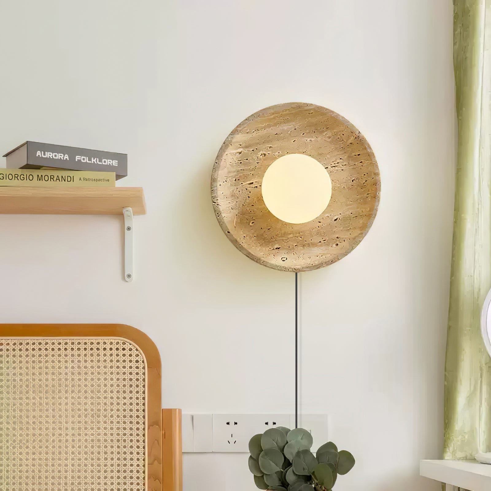 Hylso Ring Shade Travertine Wall Light