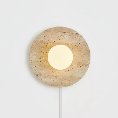 Hylso Ring Shade Travertine Wall Light