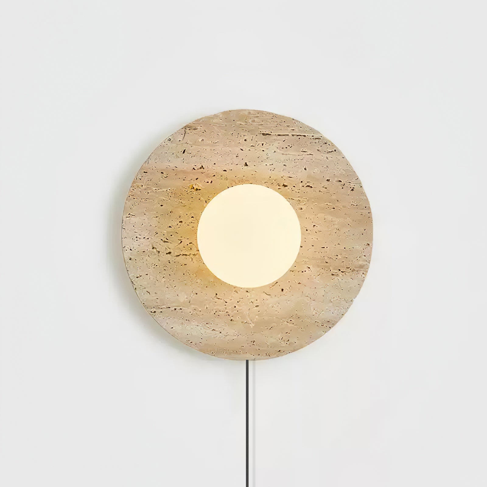 Hylso Ring Shade Travertine Wall Light