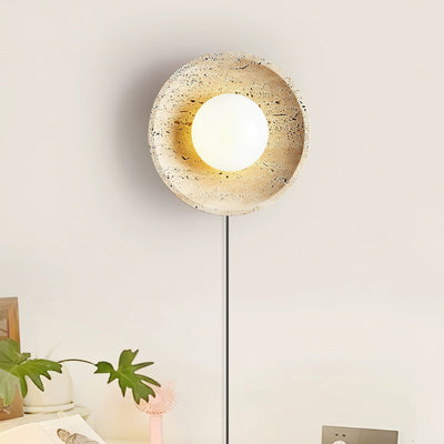 Hylso Ring Shade Travertine Wall Light