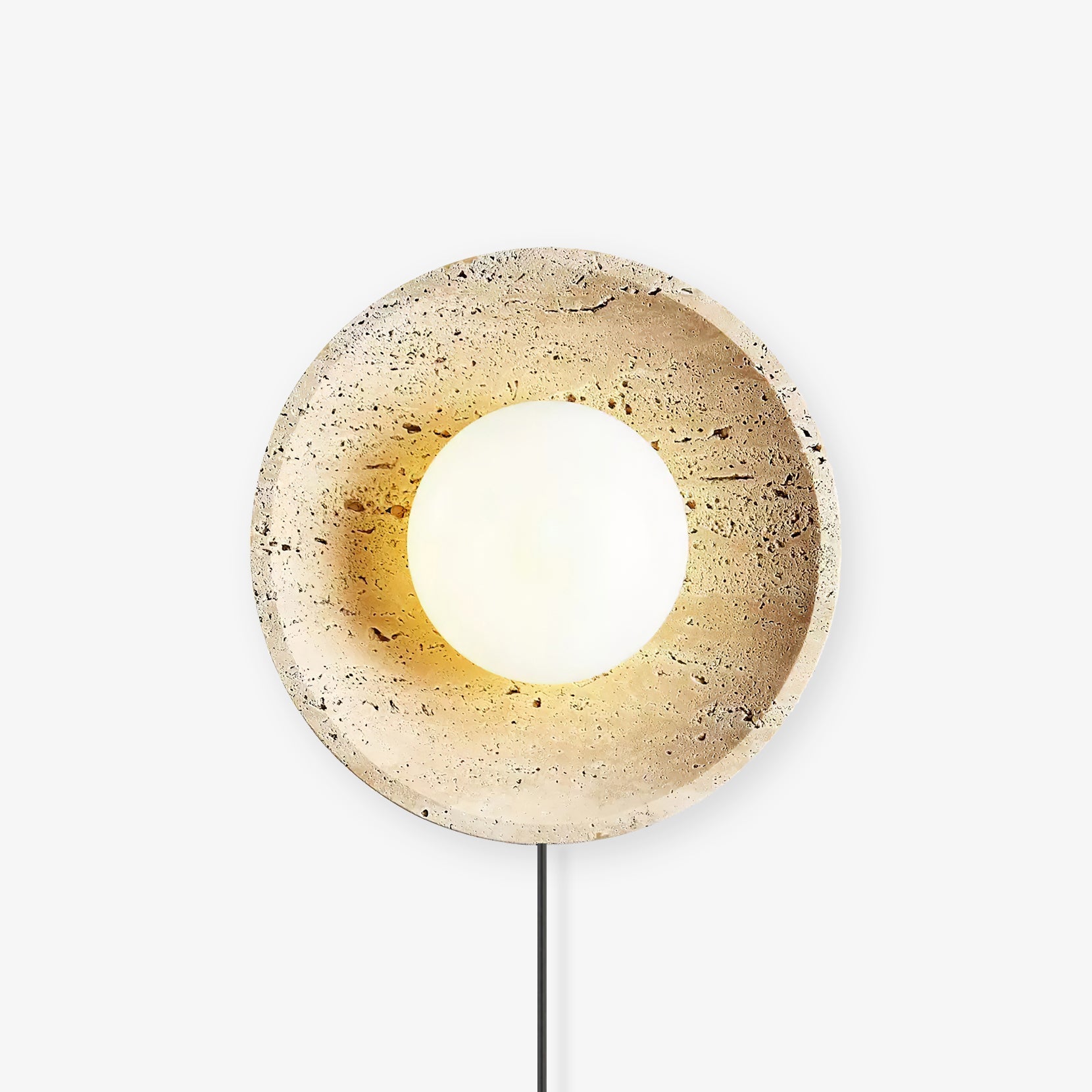 Hylso Ring Shade Travertine Wall Light