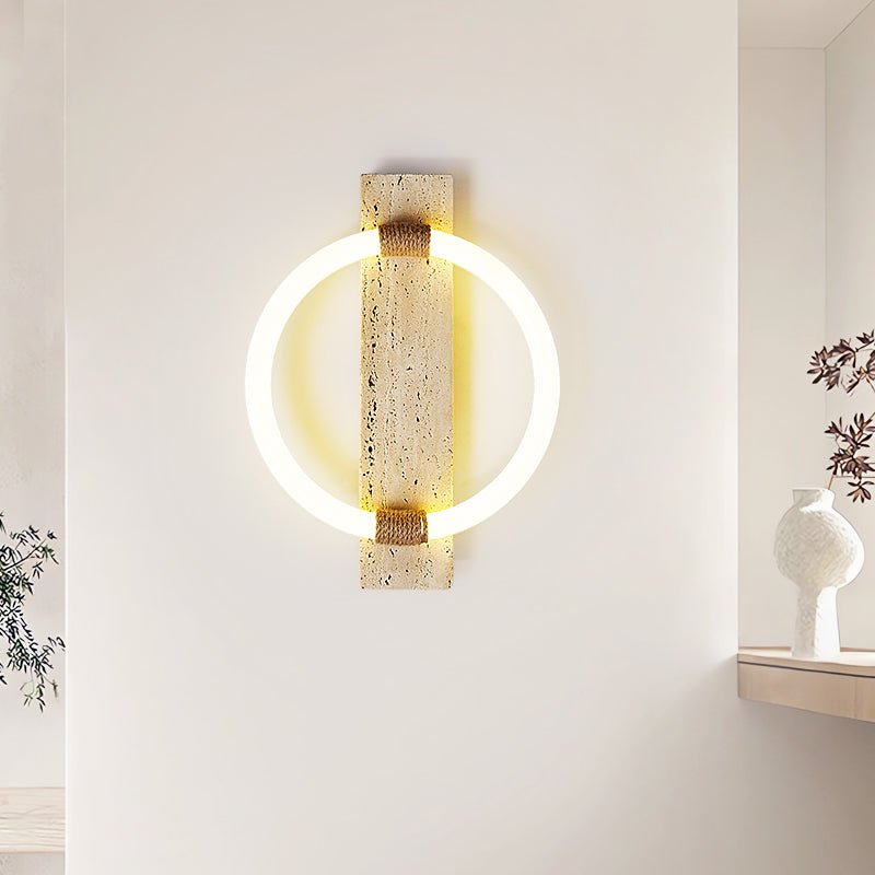 Elmaryra Ringed Travertine Wall Light / Ceiling Light