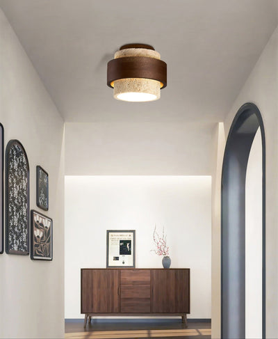 Perra Layered Ring Travertine Ceiling Light