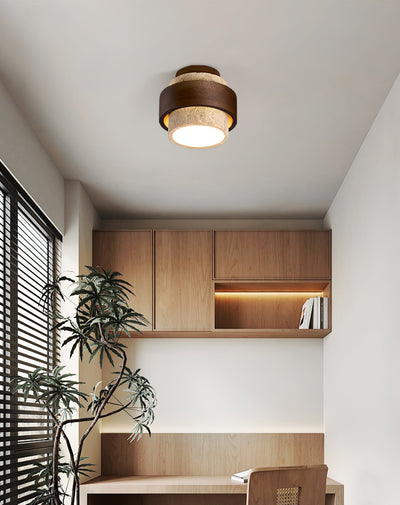 Perra Layered Ring Travertine Ceiling Light