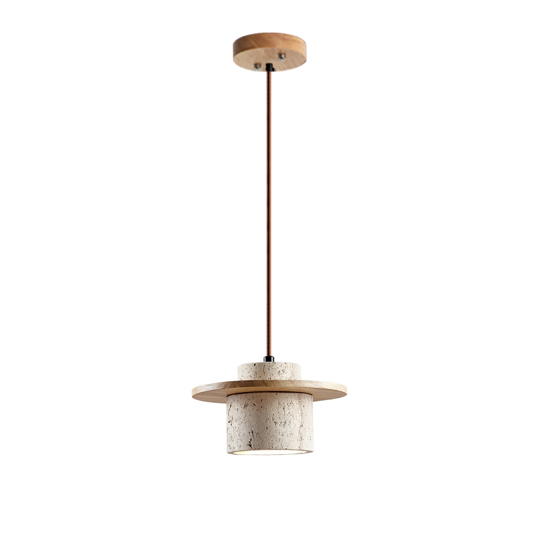 Valerelle Disc Cylinder Travertine Pendant Light