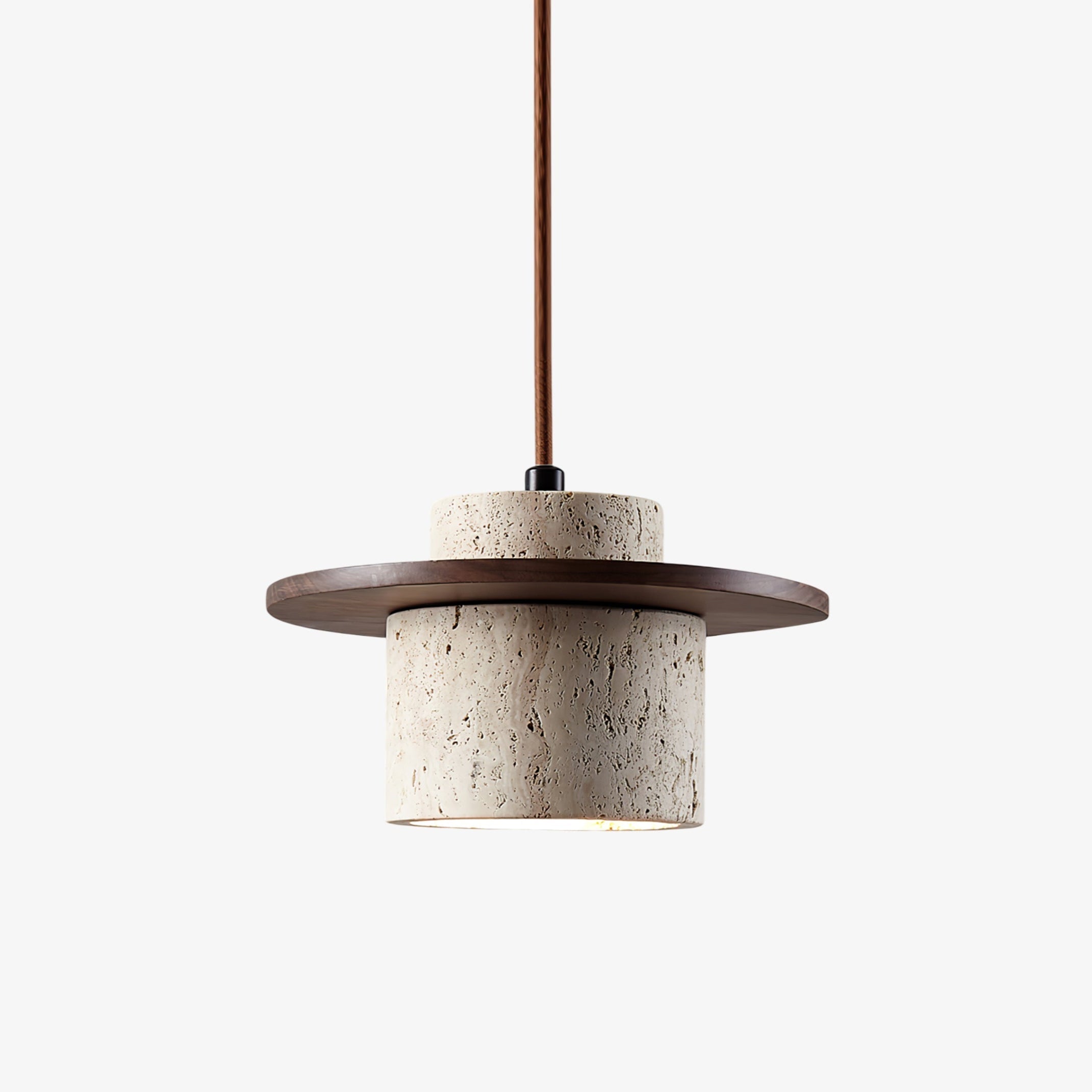 Valerelle Disc Cylinder Travertine Pendant Light