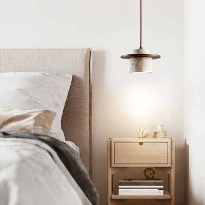 Valerelle Disc Cylinder Travertine Pendant Light