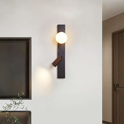 Nirv Beam Black Travertine Modern Wall Lamp