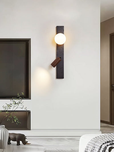 Nirv Beam Black Travertine Modern Wall Lamp