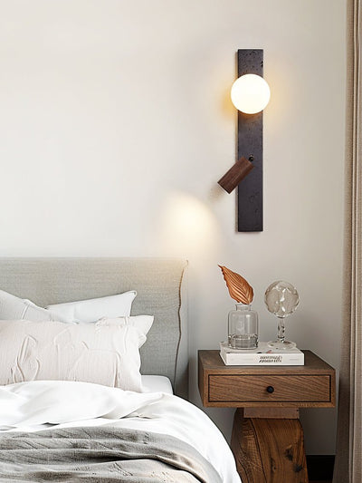 Nirv Beam Black Travertine Modern Wall Lamp