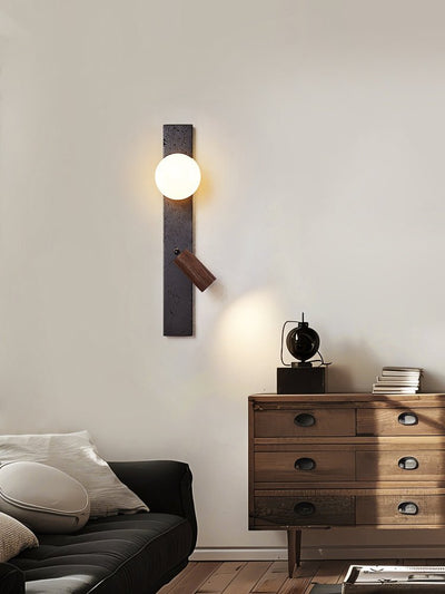 Nirv Beam Black Travertine Modern Wall Lamp