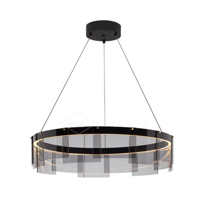 Eireriel Chandelier LED Ring Black Glass Modern
