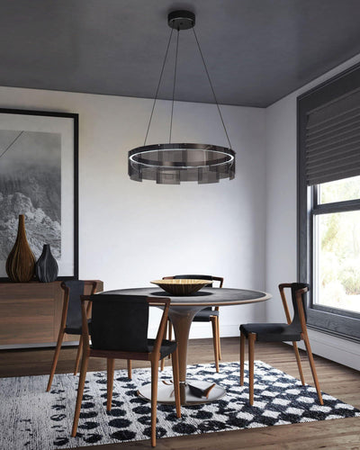 Eireriel Chandelier LED Ring Black Glass Modern
