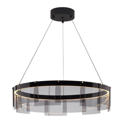 Eireriel Chandelier LED Ring Black Glass Modern