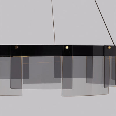 Eireriel Chandelier LED Ring Black Glass Modern