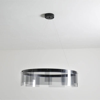 Eireriel Chandelier LED Ring Black Glass Modern
