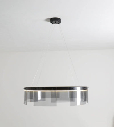 Eireriel Chandelier LED Ring Black Glass Modern