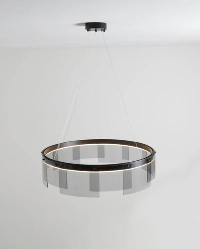 Eireriel Chandelier LED Ring Black Glass Modern
