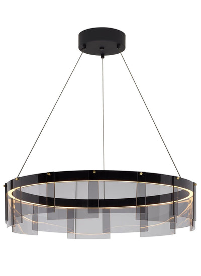 Eireriel Chandelier LED Ring Black Glass Modern
