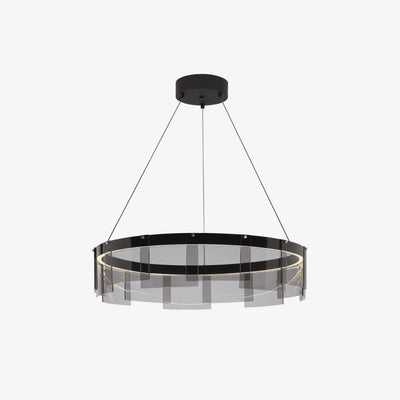 Eireriel Chandelier LED Ring Black Glass Modern