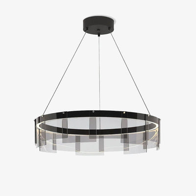 Eireriel Chandelier LED Ring Black Glass Modern