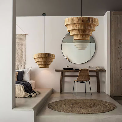 Thyra Straw Traditional Retro Pendant Light