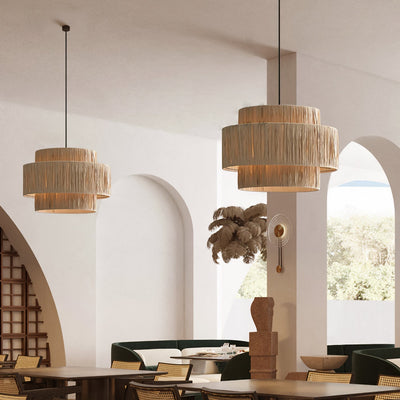 Thyra Straw Traditional Retro Pendant Light