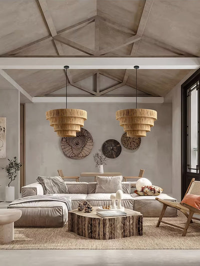 Thyra Straw Traditional Retro Pendant Light