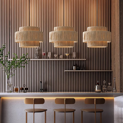 Thyra Straw Traditional Retro Pendant Light