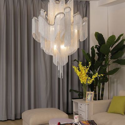 Lustra Pendant Lamp Stream Chain Nickel - Neutral Decor
