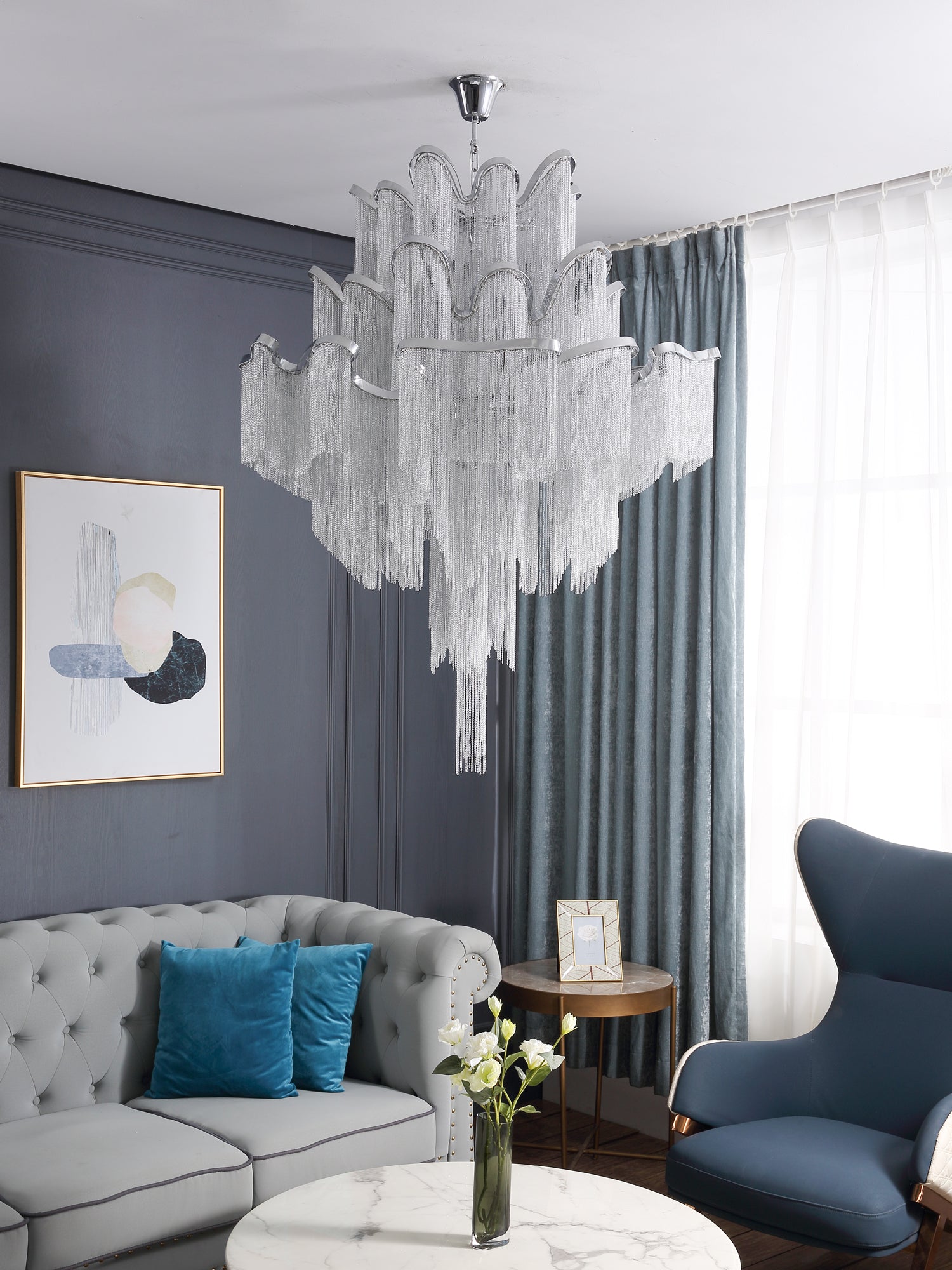 Lustra Pendant Lamp Stream Chain Nickel