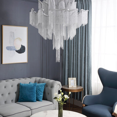 Lustra Pendant Lamp Stream Chain Nickel - Neutral Decor