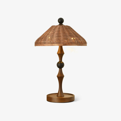 Miran Wood Rattan Vintage Table Lamp