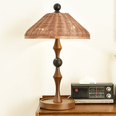 Miran Wood Rattan Vintage Table Lamp