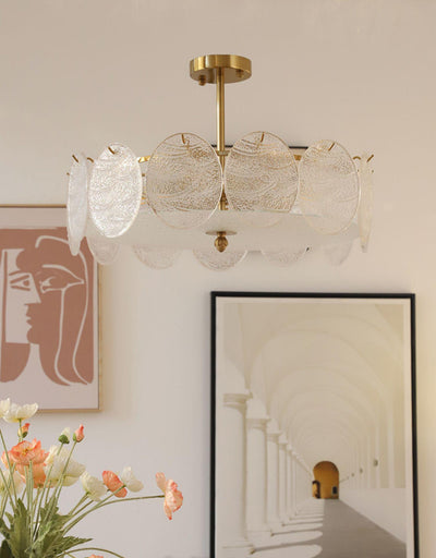 Velalaine Ceiling Lamp with Gold Finish and Ribbed Glass
