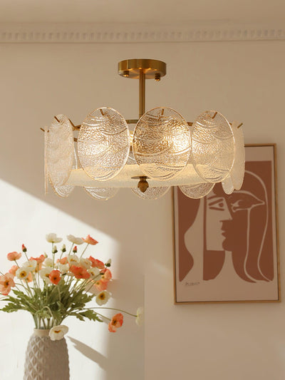 Velalaine Ceiling Lamp with Gold Finish and Ribbed Glass