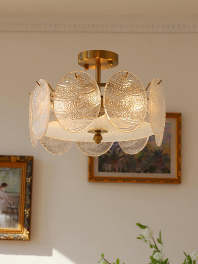 Velalaine Ceiling Lamp with Gold Finish and Ribbed Glass