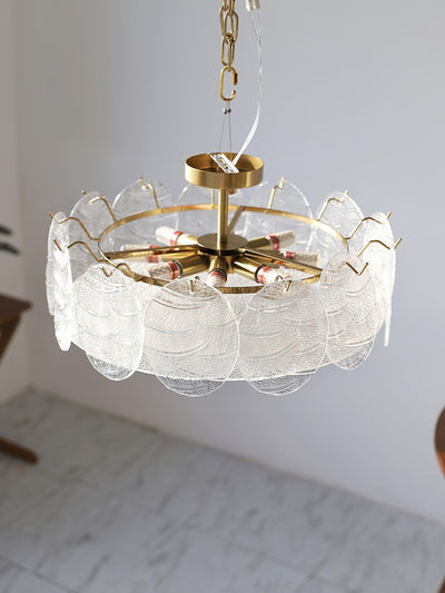 Velalaine Ceiling Lamp with Gold Finish and Ribbed Glass