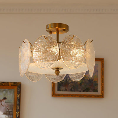Velalaine Ceiling Lamp with Gold Finish and Ribbed Glass