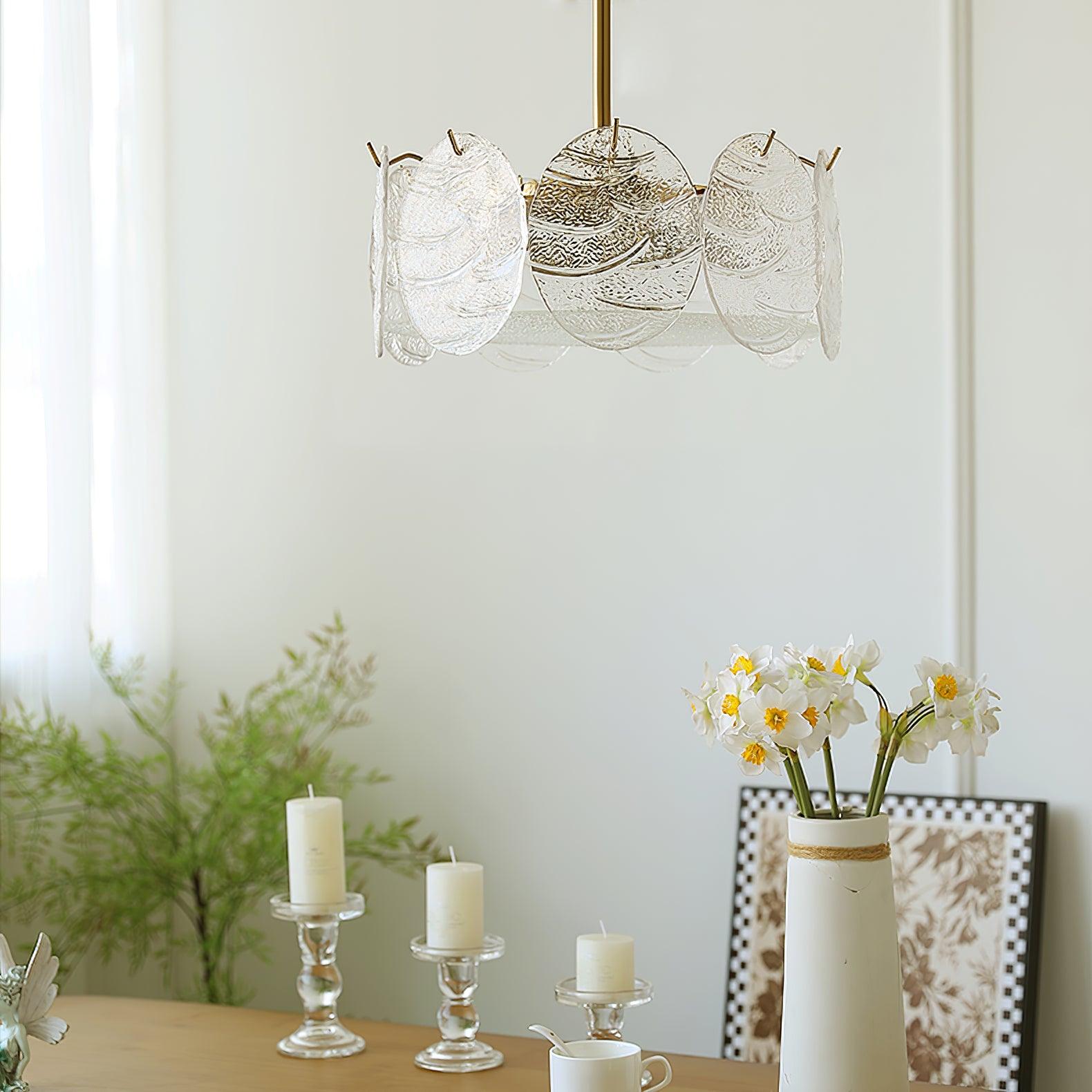 Velalaine Ceiling Lamp with Gold Finish and Ribbed Glass