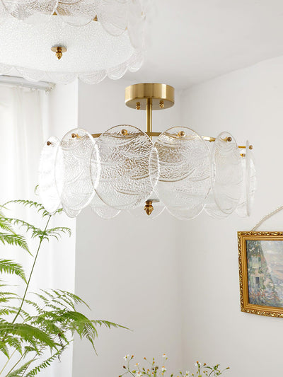 Velalaine Ceiling Lamp with Gold Finish and Ribbed Glass