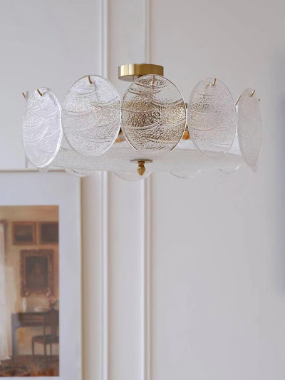 Velalaine Ceiling Lamp with Gold Finish and Ribbed Glass