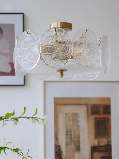 Velalaine Ceiling Lamp with Gold Finish and Ribbed Glass